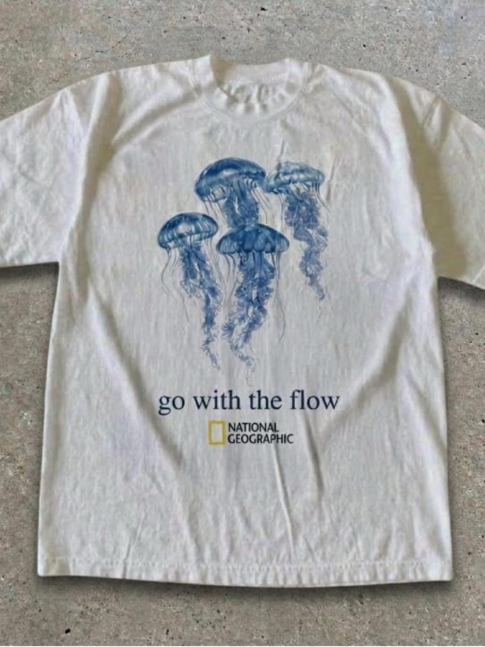 National Geographic “Go With The Flow" White Jellyfish Graphic Tee
